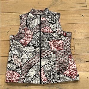 Chico's Geometric Patterned Vest in Red, Black, and White, 3
